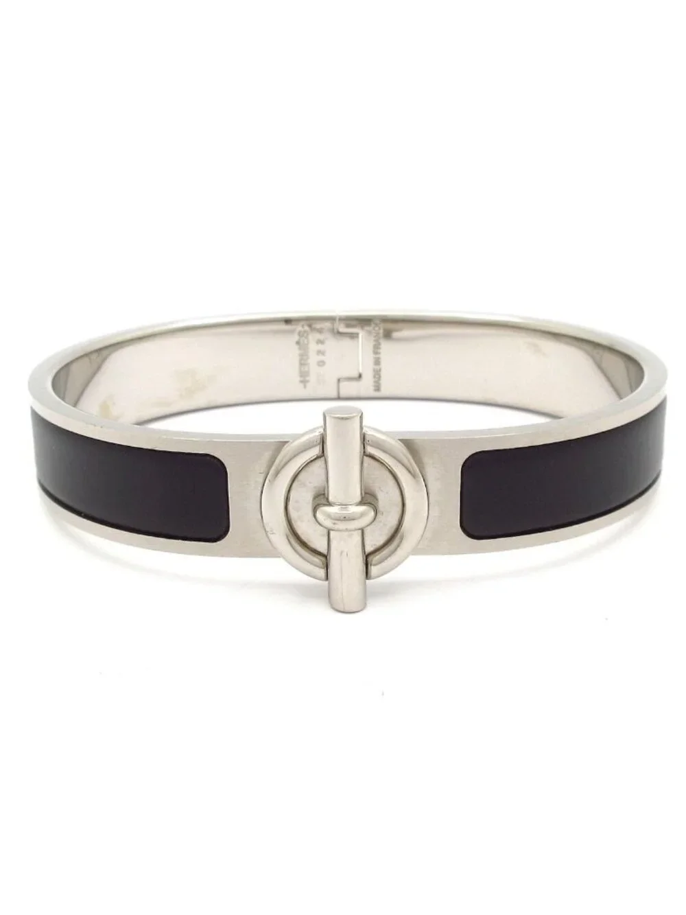 Hermes Bangle Click Glenan Silver Black Bracelet